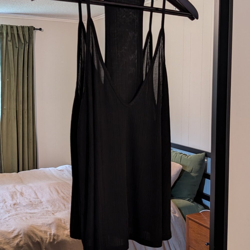 Intimately Free People Black Slinky Sleeveless V Neck Tank Top